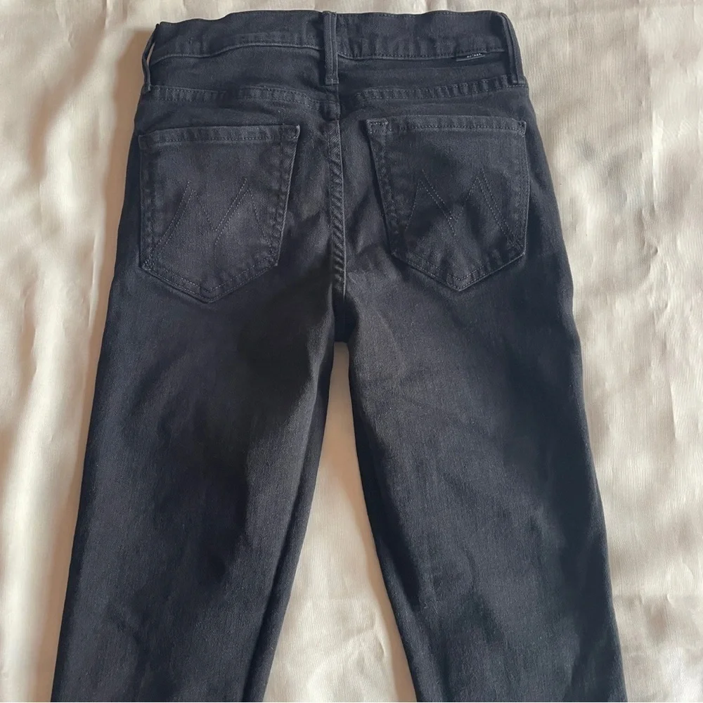 MOTHER- The Rascal Ankle Fray in Black Pitch Straight Leg Jeans Mid Rise Size 24